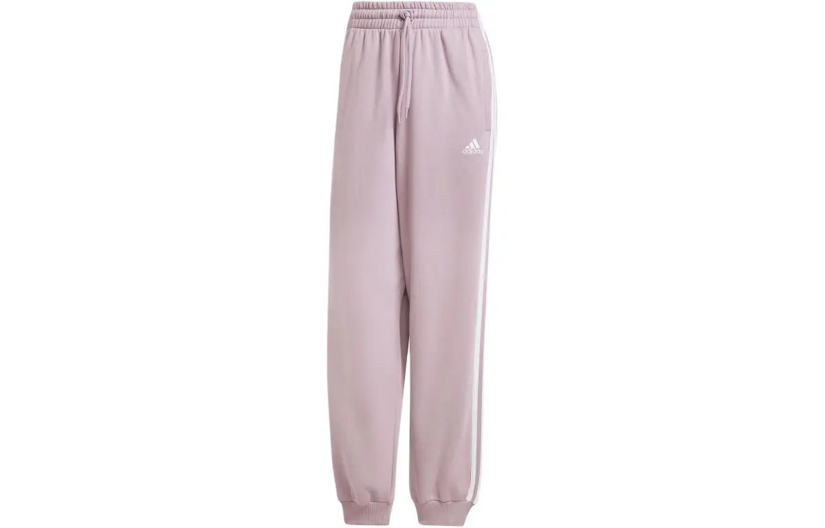 Adidas Essential Loose Fit Pants Knitted Sweatpants Women's Gray Purple