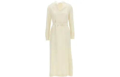Loro Piana Long Sleeved Dresses Women's Ecru V Neck