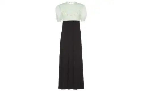 MIU MIU Short Sleeved Dress Women's Green Black