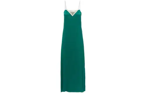 PRADA Sleeveless Dresses Women's Green V Neck Thin