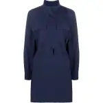 KENZO Long Sleeved Dresses Women's Blue Stand Collar Moderate