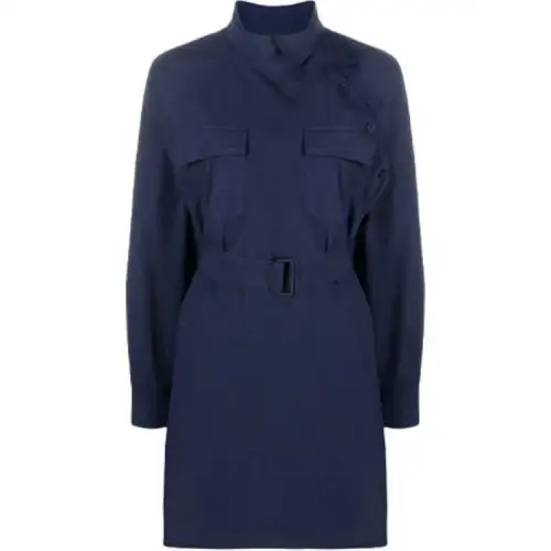 KENZO Long Sleeved Dresses Women's Blue Stand Collar Moderate