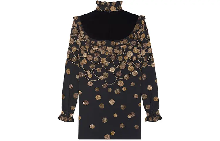 SAINT LAURENT Long Sleeved Dress Women's Black