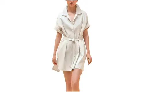 HERMES Short Sleeved Dress Women's Foam White
