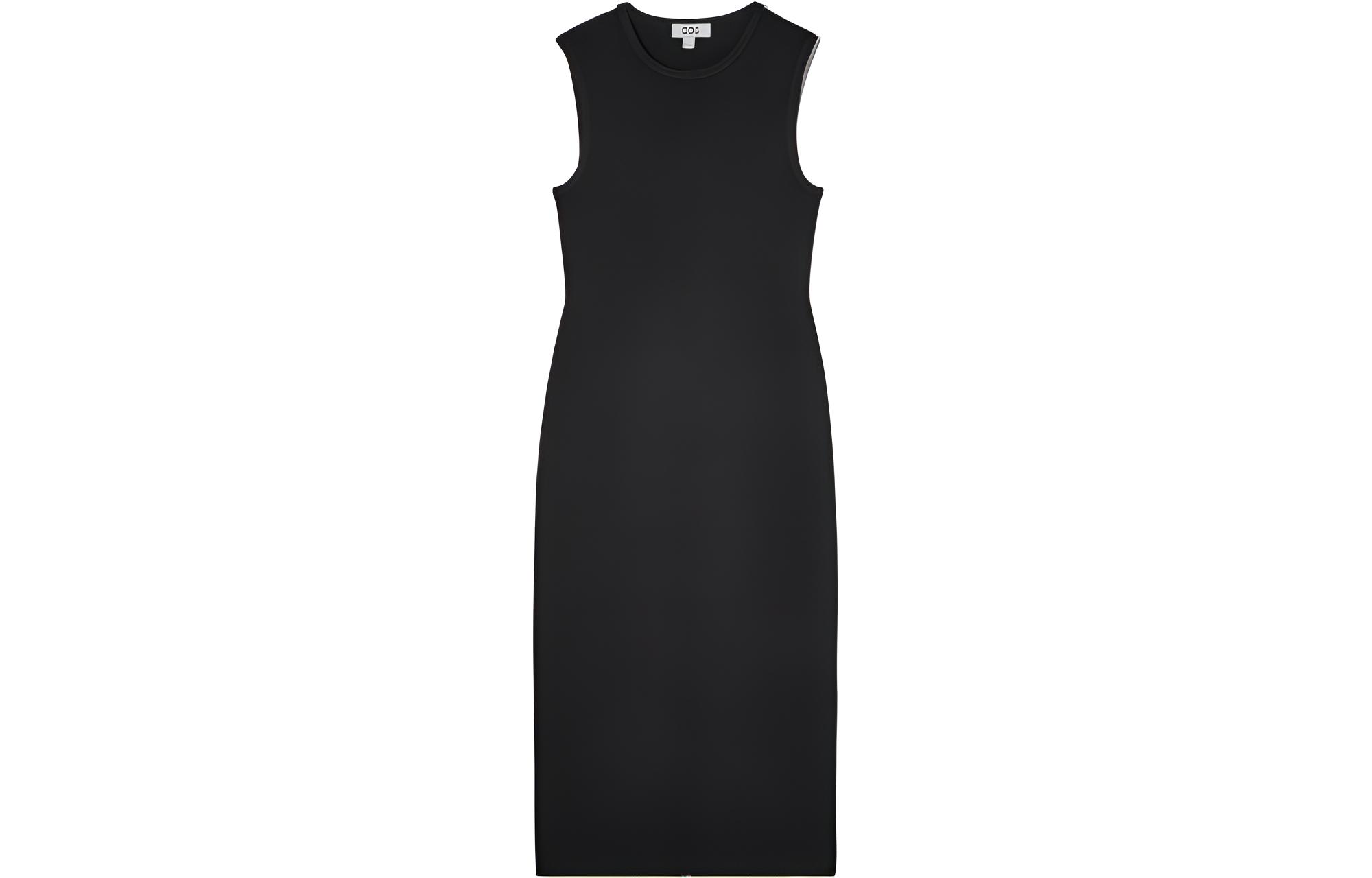 COS Sleeveless Dresses Women's Black Crew Neck Moderate Mid Length
