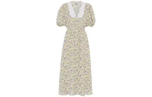 MIU MIU Yellow short sleeve dress, floral print, with short sleeve