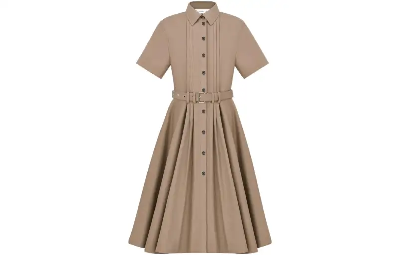 DIOR Quarterly New Products FW22 Short Sleeved Dress Women's Brown
