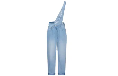 EVISU Overalls Women's Denim Blue Moderate Straight Fit Pants