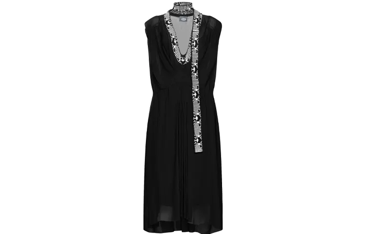 PRADA Sleeveless Dresses Women's Black Stand Collar Moderate Long