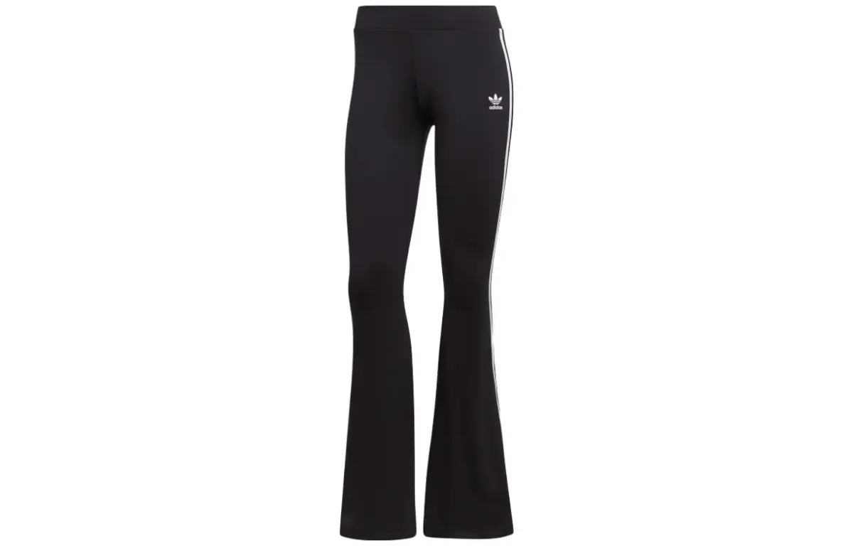 adidas originals Women's Logo Print Striped Flared Knit Track Pants Black