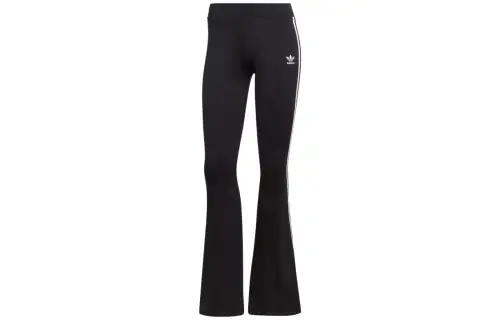 adidas originals Women's Logo Print Striped Flared Knit Track Pants Black