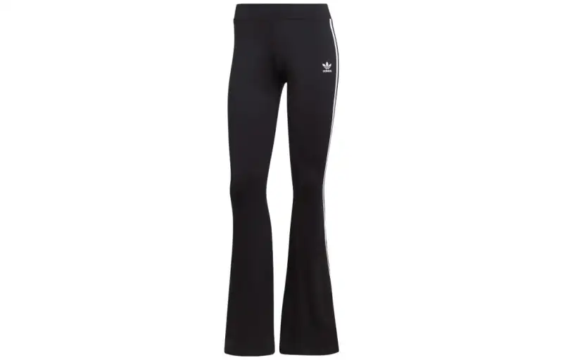 adidas originals Women's Logo Print Striped Flared Knit Track Pants Black