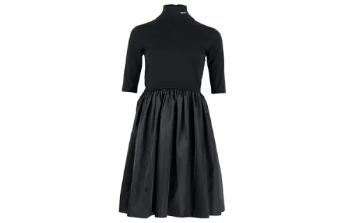 PRADA Short Sleeved Dresses Women's Black Turtleneck Moderate Mid Length