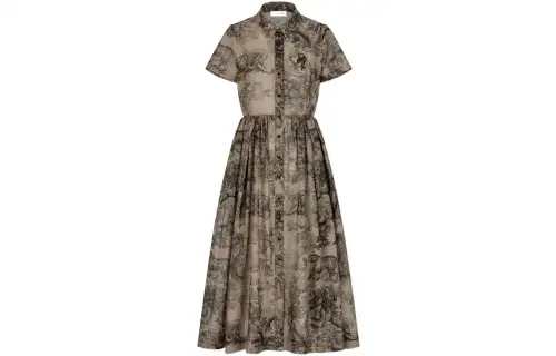 DIOR FW22 Short Sleeved Dress Women's Hazelnut