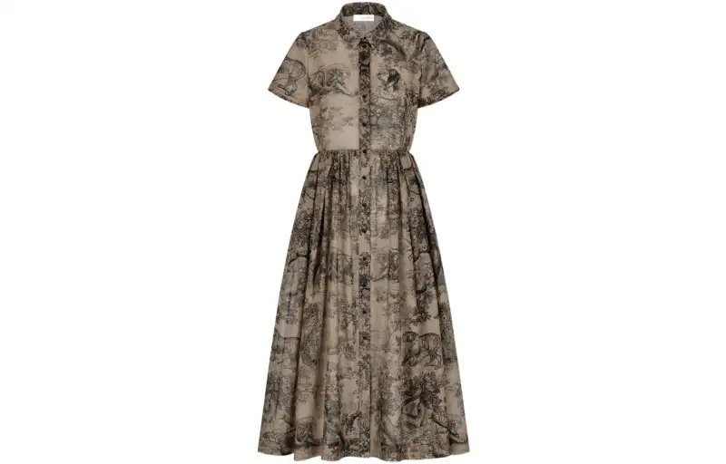 DIOR FW22 Short Sleeved Dress Women's Hazelnut