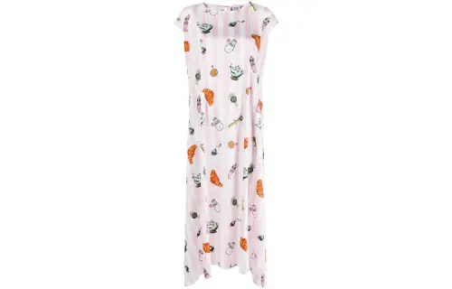 Vetements Sleeveless Dresses Women's Pink White Crew Neck