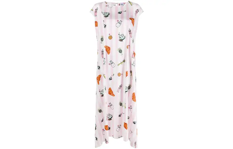 Vetements Sleeveless Dresses Women's Pink White Crew Neck