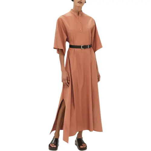 HERMES Short Sleeved Dress Women's Brick Red