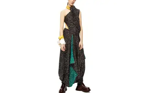LOEWE Sleeveless Dresses Women's Black Asymmetrical Collar Moderate