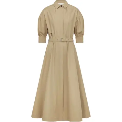 DIOR FW24 Short Sleeved Dress Women's Beige