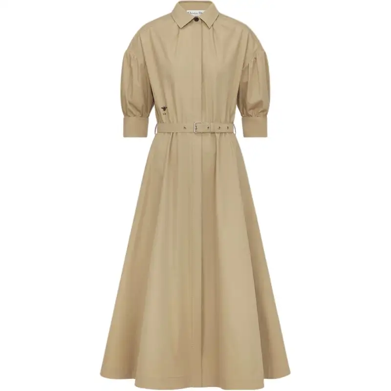 DIOR FW24 Short Sleeved Dress Women's Beige