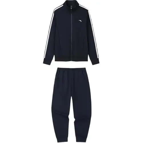 ANTA Sweatshirt Sets Women's Set Basic Black Sweatshirt+Basic Black Pants Stand Collar Moderate