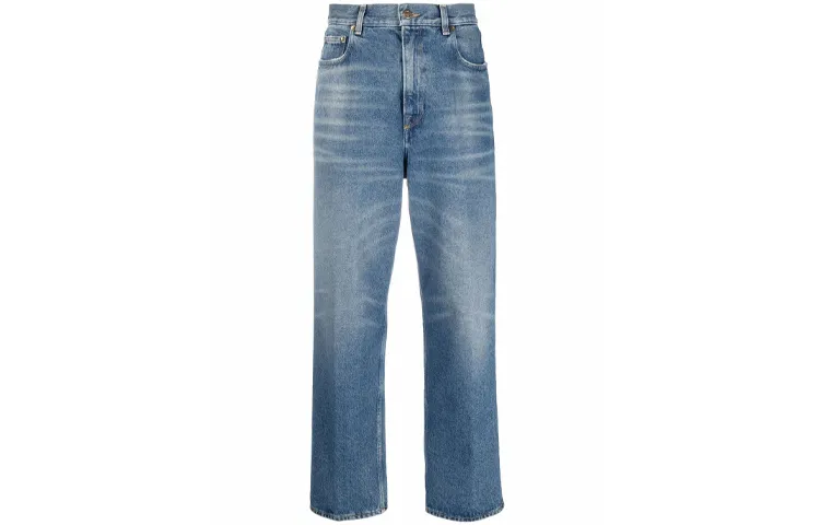 Golden Goose Jeans Women's Blue Moderate Straight Fit Pants