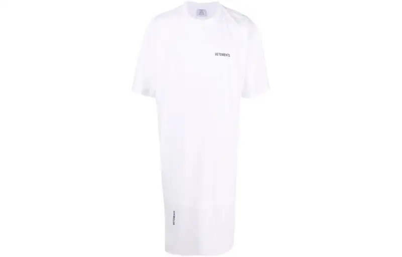 Vetements Short Sleeved Dresses Women's White Crew Neck