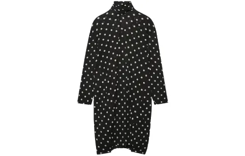 Balenciaga Long Sleeved Dresses Women's Black Stand Collar Moderate