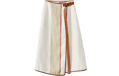 LOEWE Leather Long Skirts Women's Beige Moderate Long A Line Skirt