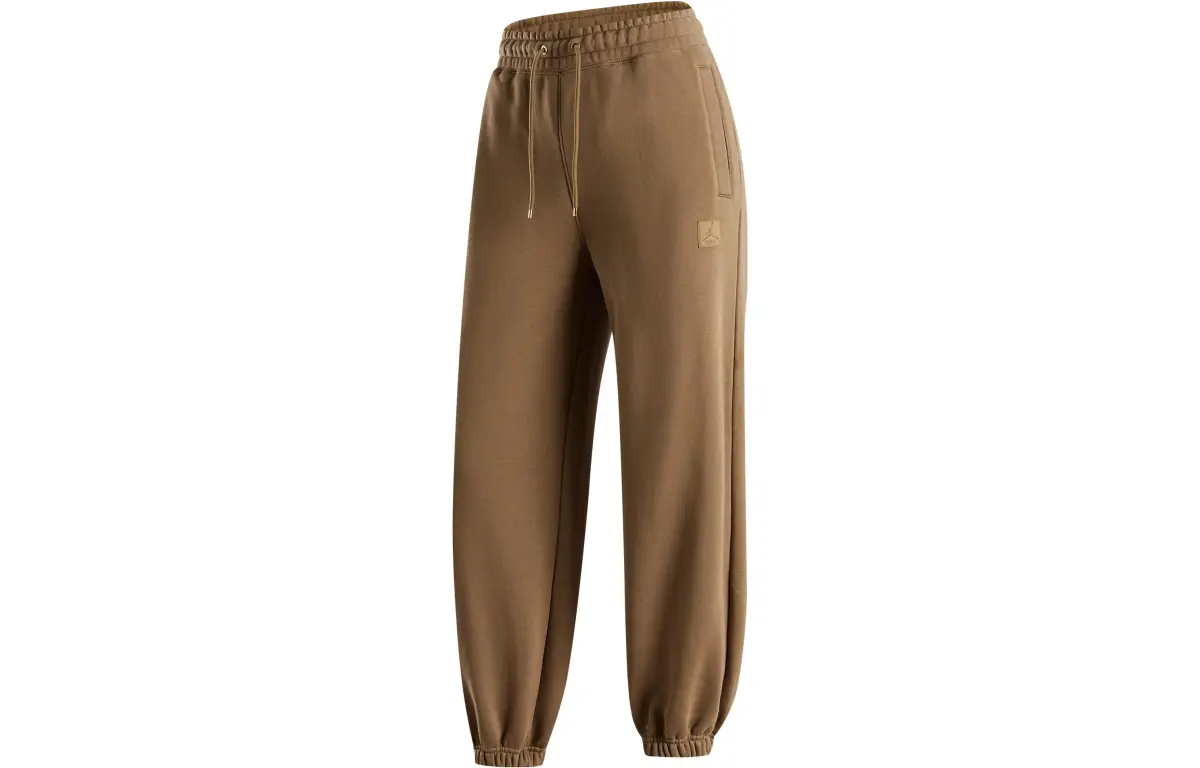 Jordan FLIGHT Solid Color Lace Up Elastic Cuff Casual Fleece Lined Thermal Loose Fit Knitted Sweatpants Women's