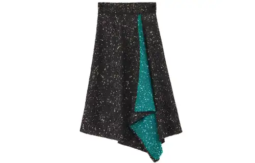 LOEWE Knit Long Skirts Women's Black Long Patchwork Style