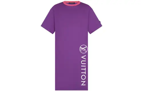 LOUIS VUITTON New Quarterly Products Of LV Short Sleeved Dresses Women's Purple Crew Neck Moderate