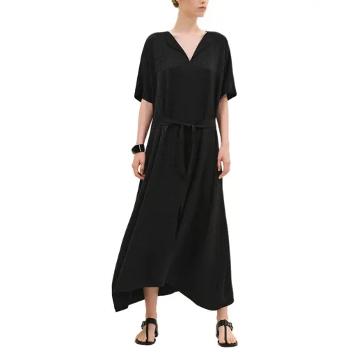 HERMES Short Sleeved Dress Women's Black