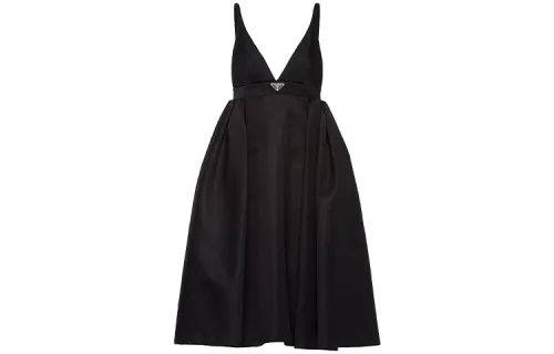PRADA Sleeveless Dresses Women's Black V Neck Moderate Mid Length
