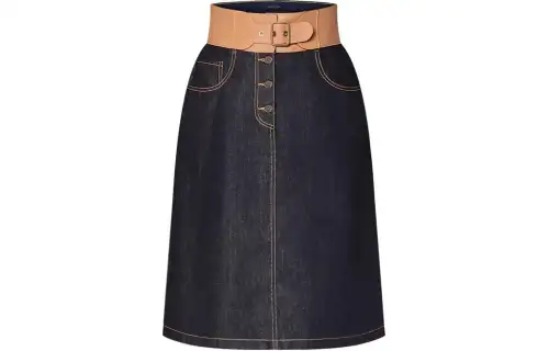 Lv Eyelet Belt Denim Skirt