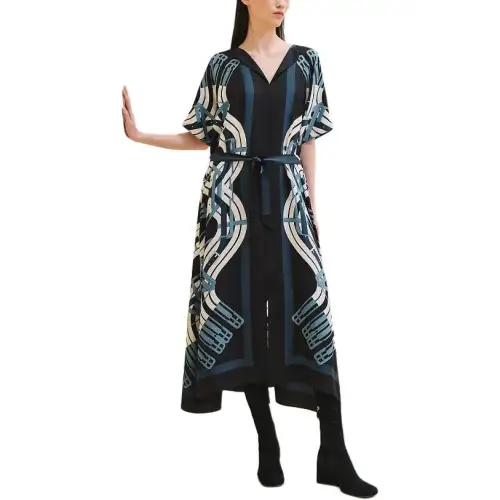 HERMES FW24 Short Sleeved Dress Women's Multicolor