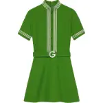 【Previous Season】striped-trim belted dress