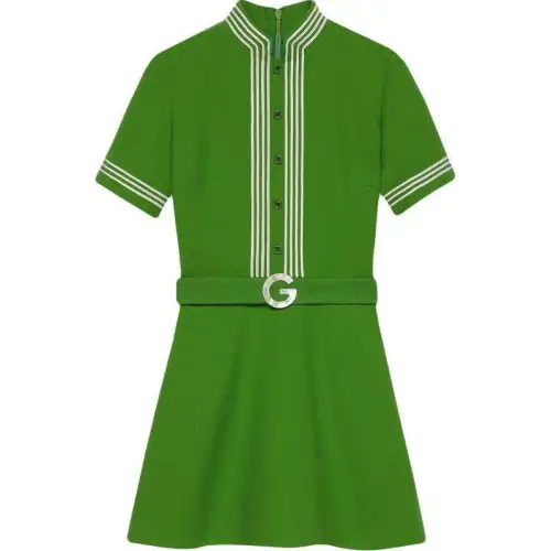 【Previous Season】striped-trim belted dress