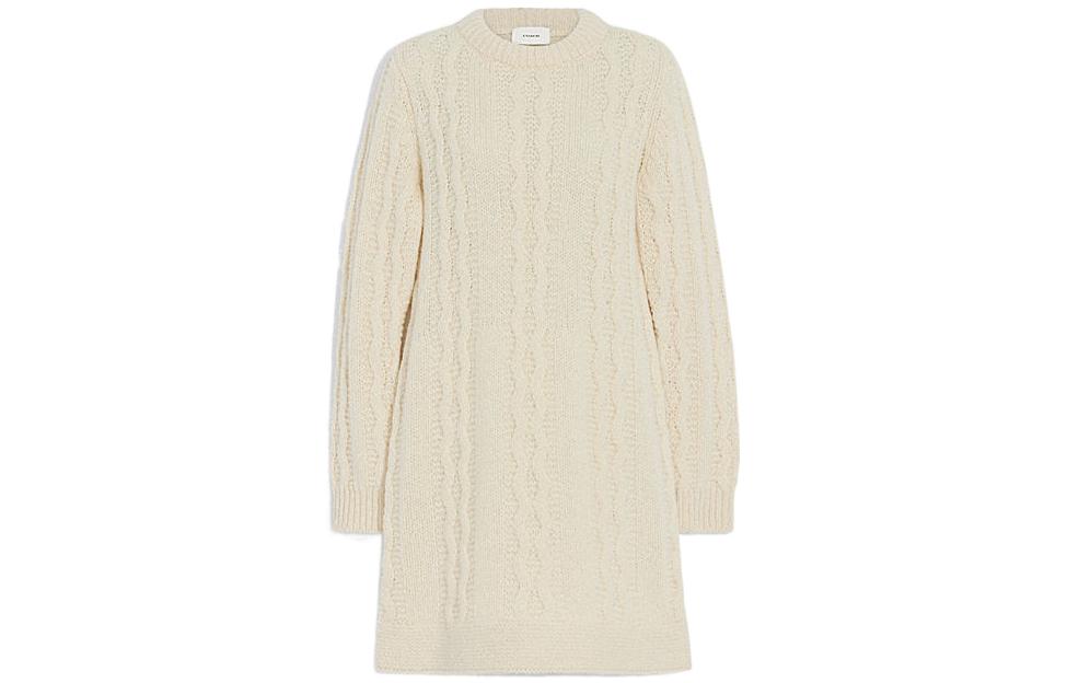 COACH FW22 Long Sleeved Dress Women's Beige Yellow