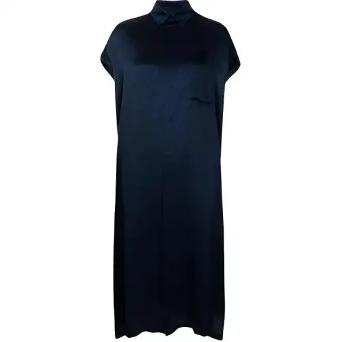 Balenciaga Short Sleeved Dresses Women's Dark Blue Square Collar Moderate