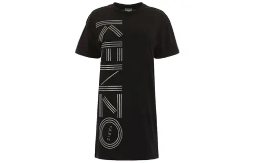 KENZO Short Sleeved Dresses Women's Black Crew Neck Moderate