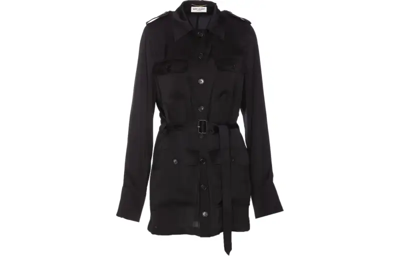 SAINT LAURENT Buttoned Belted Dress