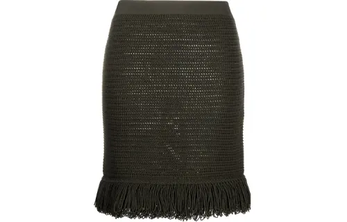 Bottega Veneta Fringe Trim Pencil Skirt Olive