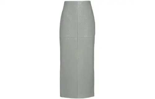 PRADA Leather Long Skirts Women's Cloud Gray Moderate Mid Length Other