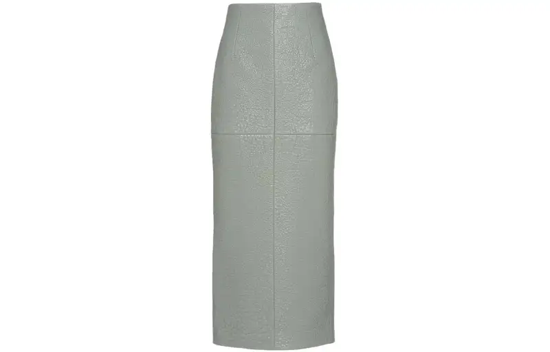 PRADA Leather Long Skirts Women's Cloud Gray Moderate Mid Length Other