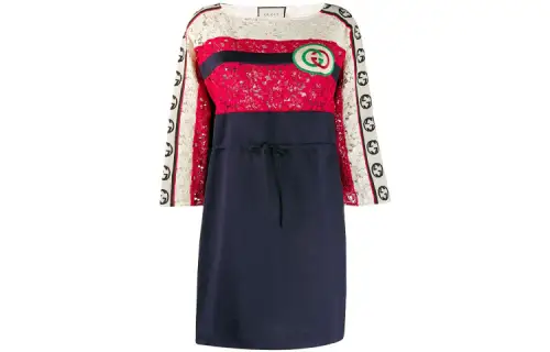GUCCI Pre Owned 2010s Interlocking G Lace Dress
