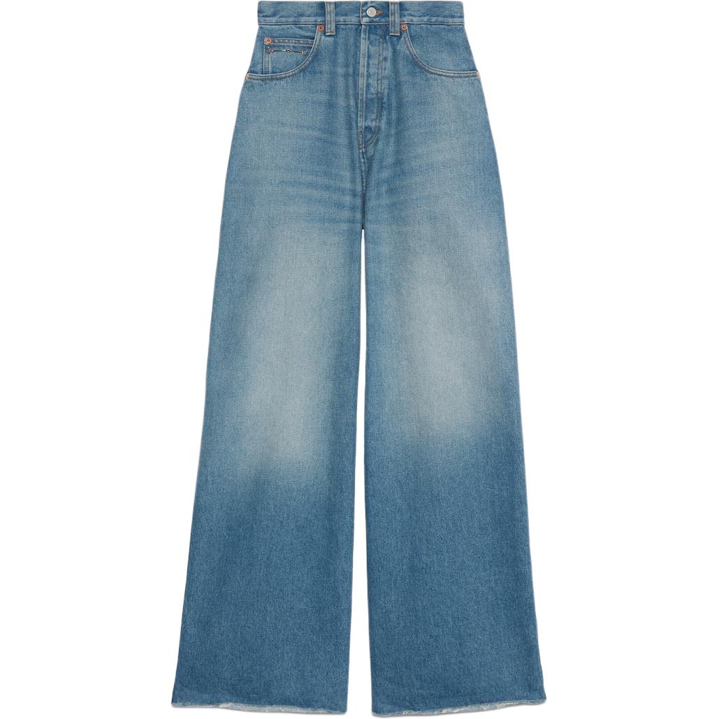 GUCCI Horsebit Raw Cut Hem Wide Leg Jeans