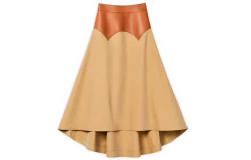 LOEWE SS21 Leather Long Skirt Women's Brown