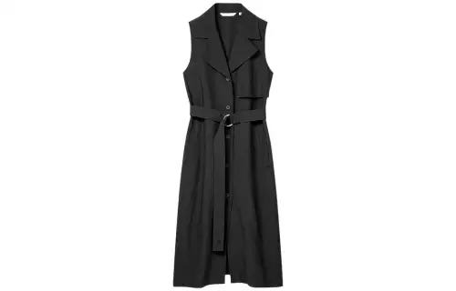 UNIQLO X JW Anderson Uniqlo Jw Anderson Co Branded Series Sleeveless Dresses Women's Black Suit Collar Moderate Long